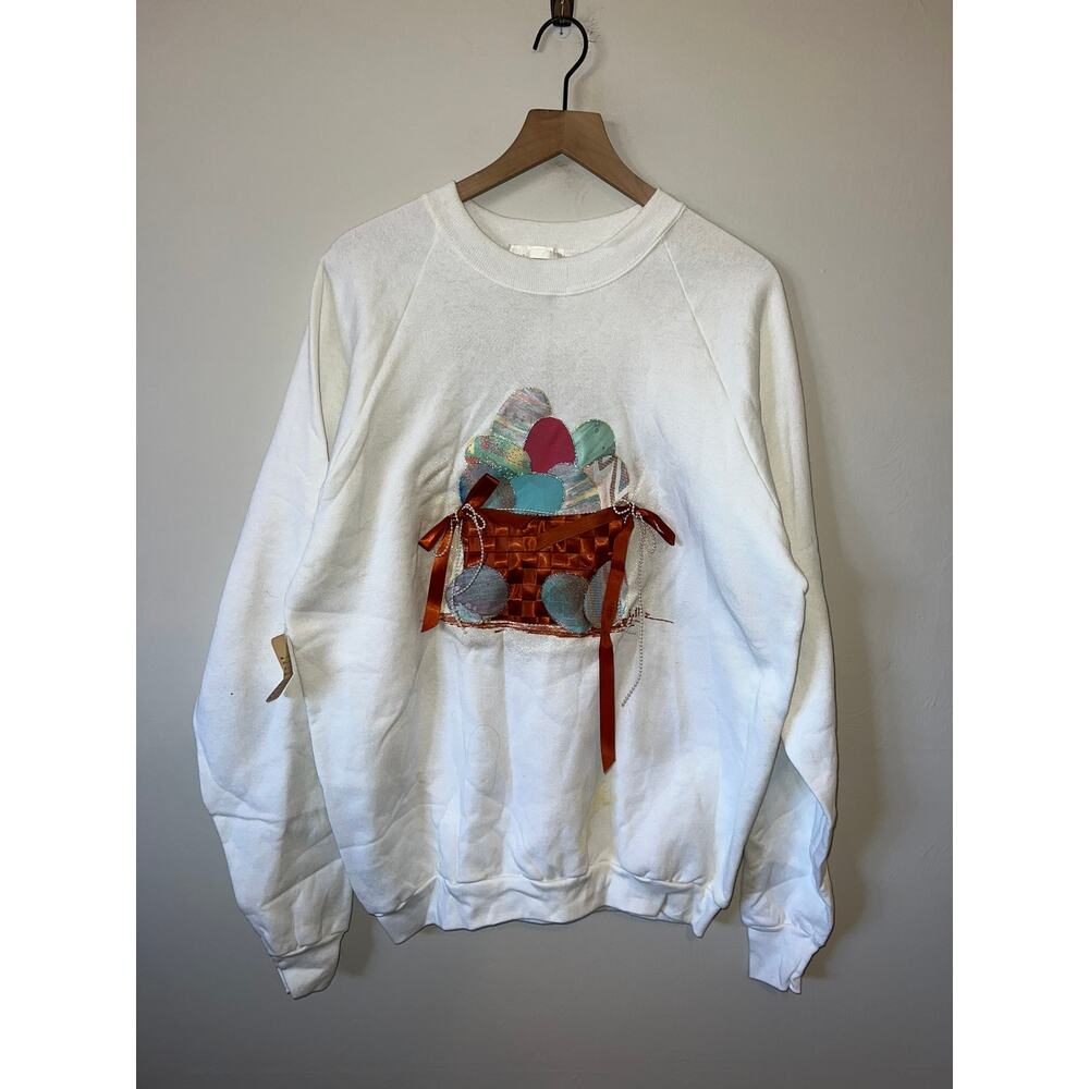 90s Vintage Easter Egg Bucket Custom Made Sweatshirt Crewneck Vtg Large